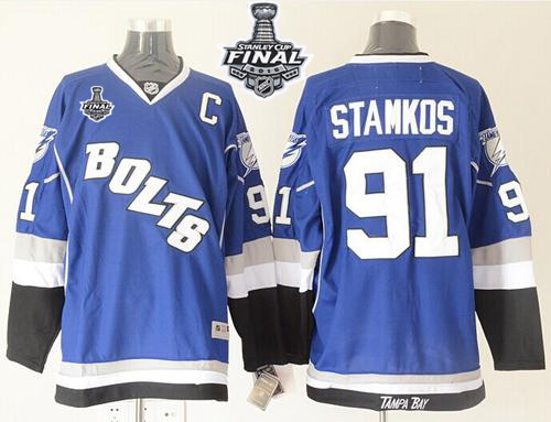 Tampa Bay Lightning #91 Steven Stamkos Blue Third 2015 Stanley Cup Jerseys