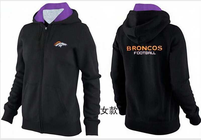 Womens Denver Broncos Team Logo 2015 Full Zip Hoodie-54