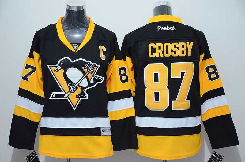 Youth Pittsburgh Penguins #87 Sidney Crosby Black-Yellow Third Jerseys