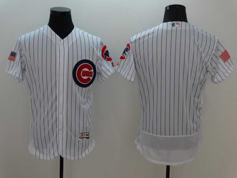 Chicago Cubs Blank White Strip USA Independence Day 2016 Flexbase Collection Stitched Baseball Jersey