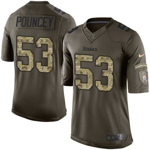 Glued Youth Nike Pittsburgh Steelers #53 Maurkice Pouncey Green Salute to Service NFL Limited Jersey