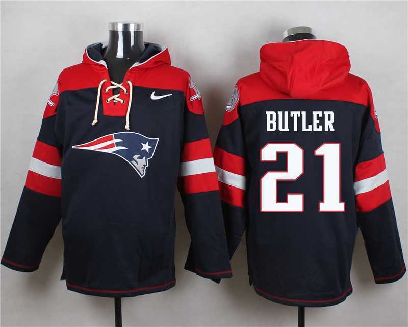 New England Patriots #21 Malcolm Butler Navy Blue Player Stitched Pullover NFL Hoodie