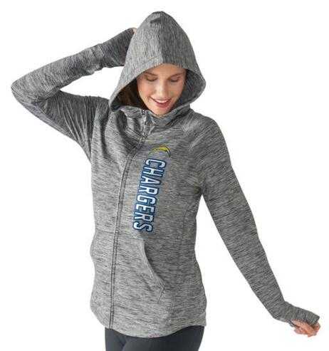 Women's San Diego Chargers G III 4Her by Carl Banks Recovery Full Zip Hoodie Heathered Gray FengYun