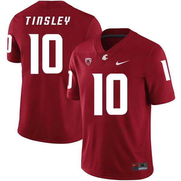 Washington State Cougars 10 Trey Tinsley Red College Football Jersey Dzhi