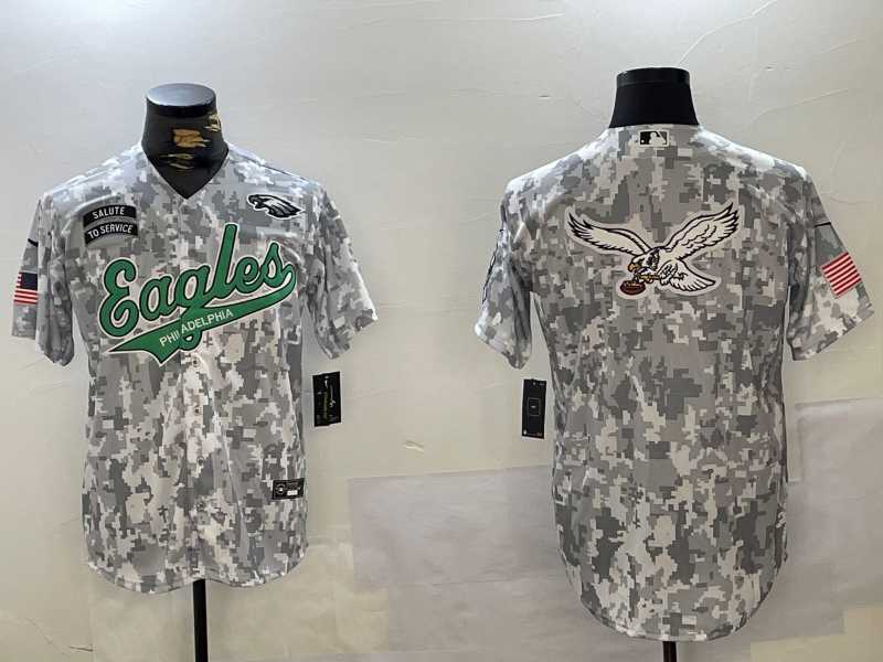 Men's Philadelphia Eagles Blank Arctic Camo 2024 Salute to Service Stitched Baseball Jerseys