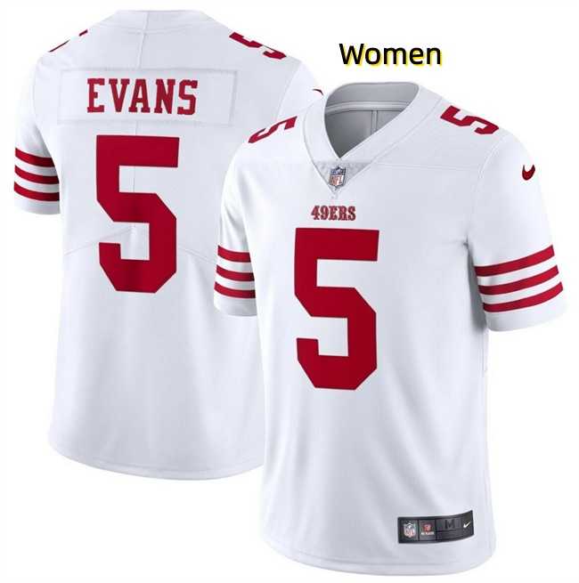 Women San Francisco 49ers #5 Mike Evans White 2026 Vapor Untouchable Limited Stitched Jersey Dzhi