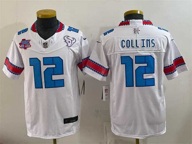 Youth Houston Texans #12 Nico Collins White 2026 25th Anniversary Patch F.U.S.E. Rivalries Collection Limited Stitched Jersey