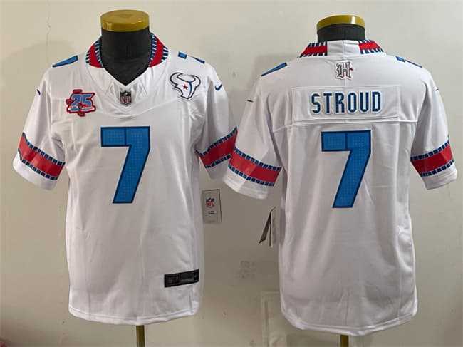 Youth Houston Texans #7 C.J. Stroud White 2026 25th Anniversary Patch F.U.S.E. Rivalries Collection Limited Stitched Jersey