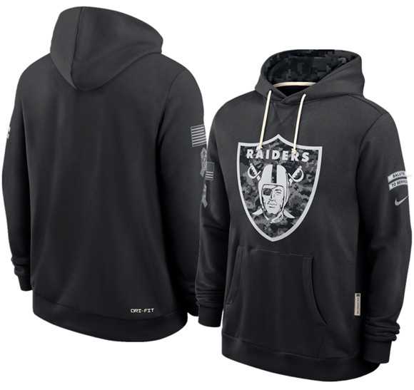 Men's Las Vegas Raiders Black 2026 Salute to Service Sideline Dri-FIT Pullover Hoodie