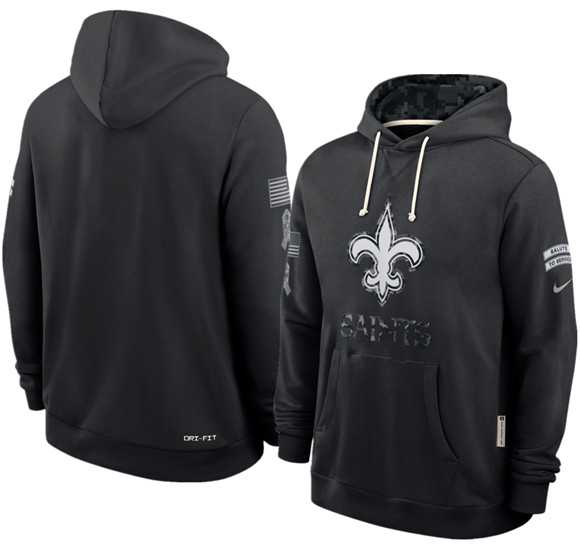 Men's New Orleans Saints Black 2026 Salute to Service Sideline Dri-FIT Pullover Hoodie