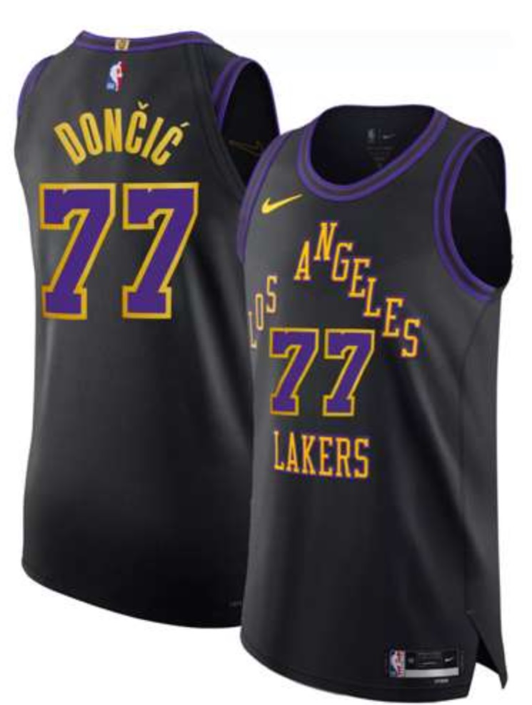 Men's Los Angeles Lakers #77 Luka Doncic Black 2025-26 City Edition Stitched Jersey Dzhi