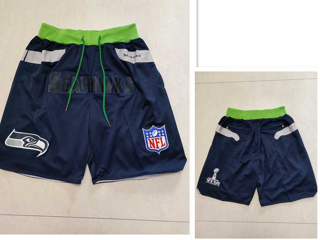 Men's Seattle Seahawks Navy Blue Just Don Swingman Shorts (Run Small)