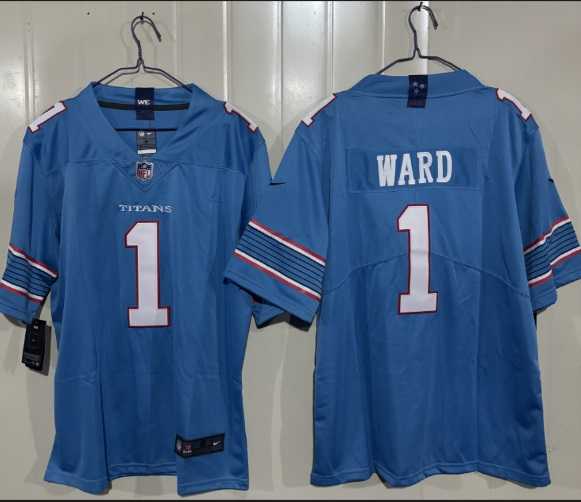 Men's Tennessee Titans #1 Cameron Ward Light Blue 2026 F.U.S.E. Vapor Limited Stitched Jersey