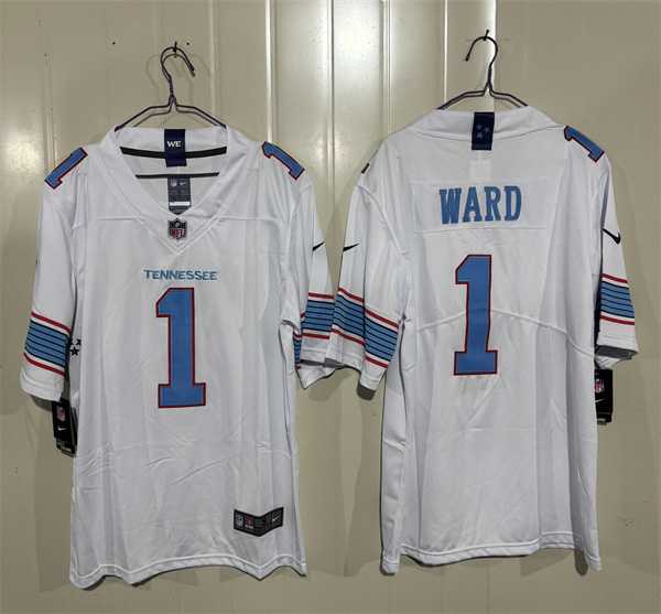 Men's Tennessee Titans #1 Cameron Ward White 2026 F.U.S.E. Vapor Limited Stitched Jersey