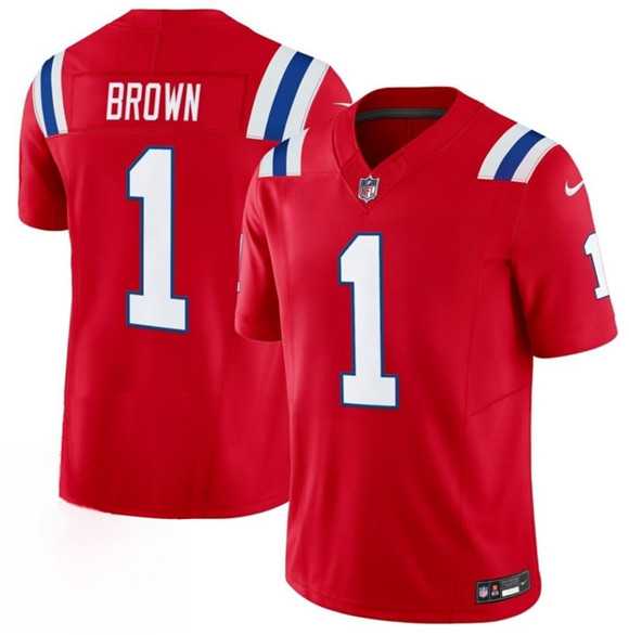 Men's New England Patriots #1 A.J. Brown Red 2026 F.U.S.E. Vapor Limited Stitched Jersey