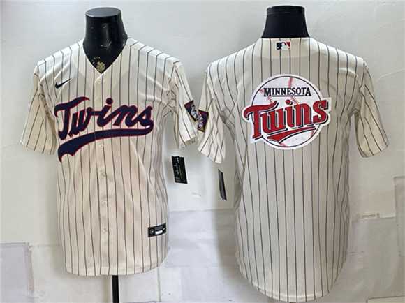 Men's Minnesota Twins Team Big Logo Cream 2026 Field of Dreams Stadium Stitched Jersey Dzhi